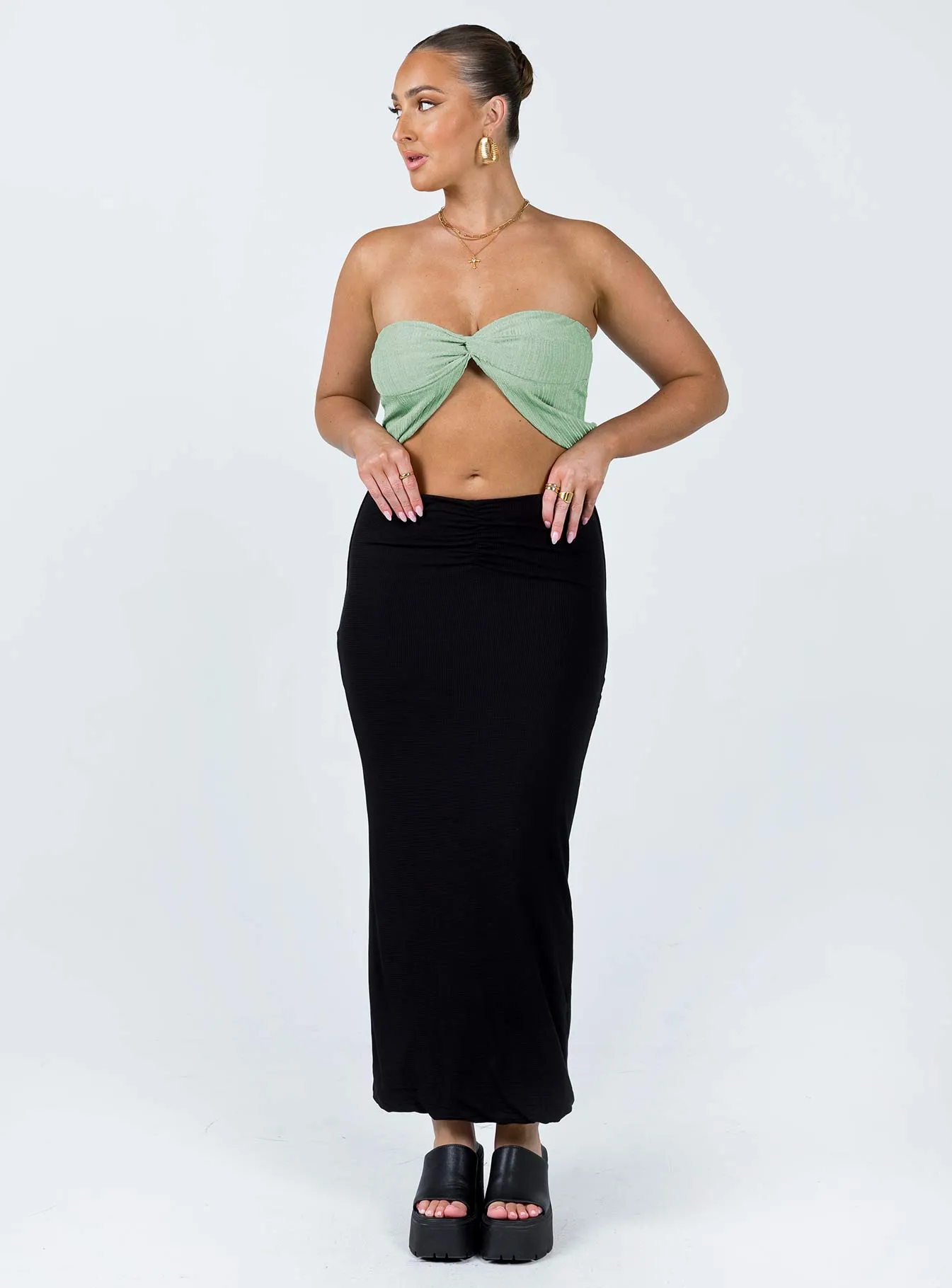 Foldable Design Elidy Maxi Skirt Black