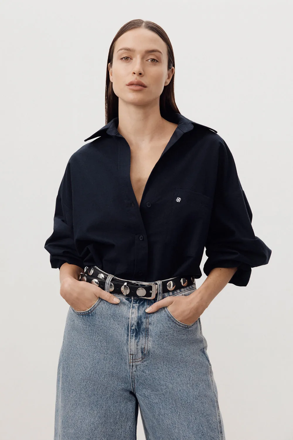 Biodegradable Textile MicroPiqueKnit RHEA INK OVERSIZED COTTON SHIRT