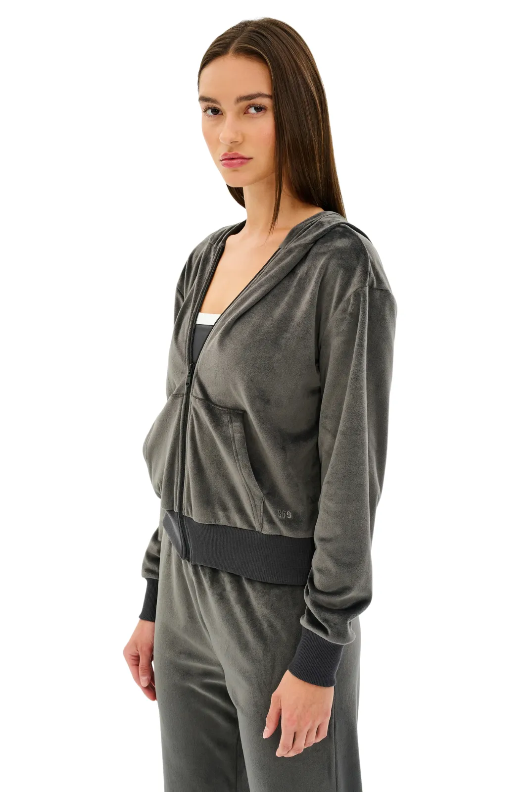 product gift wrapping Rhys Velour Zip Up Hoodie, Graphite