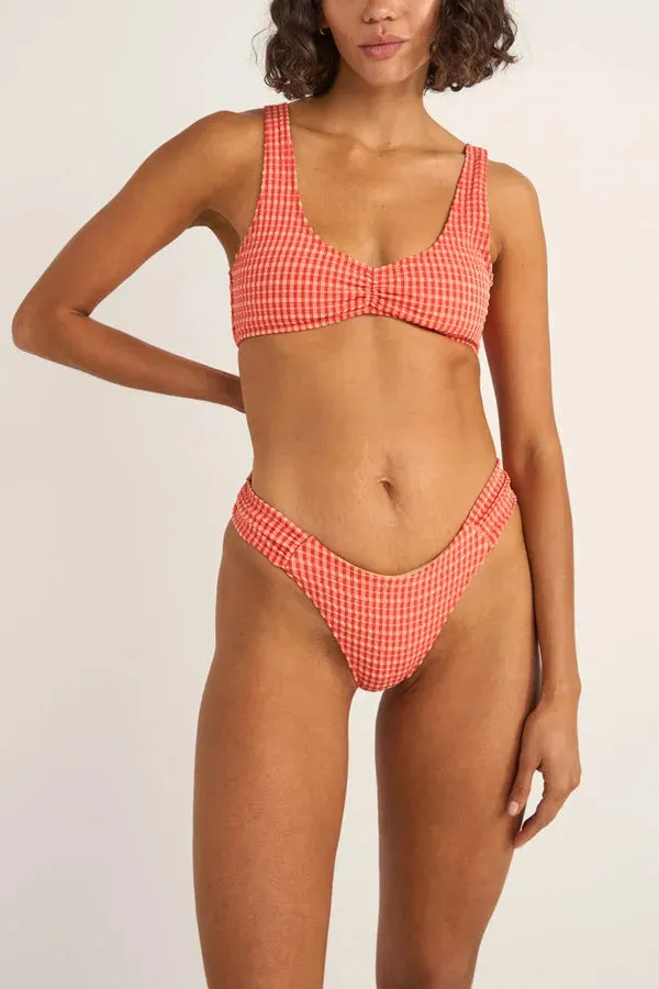 Non Restrictive Mobility Rhythm Womens Bikini Top Lola Check Crop
