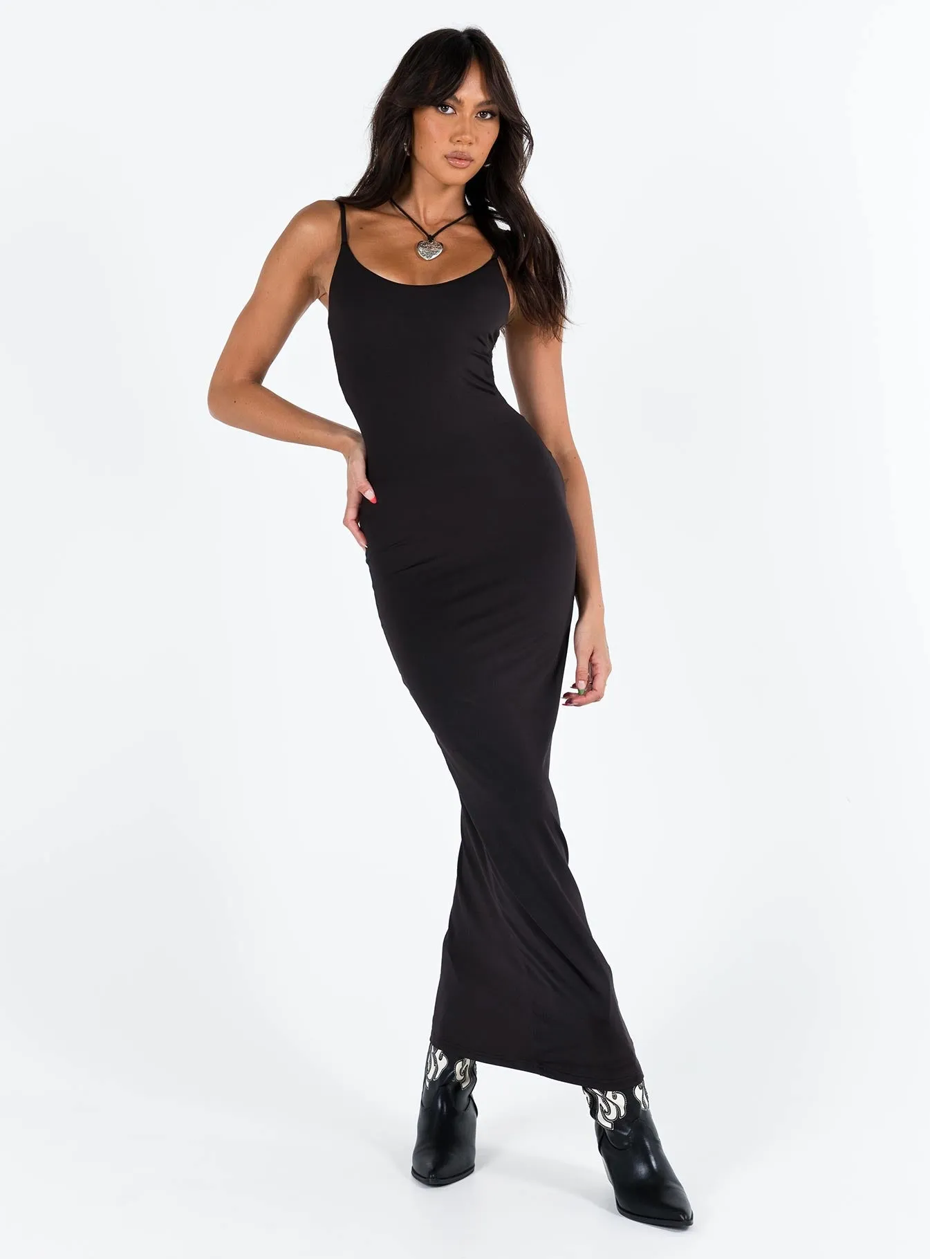 Back-Zip Riana Maxi Dress Black