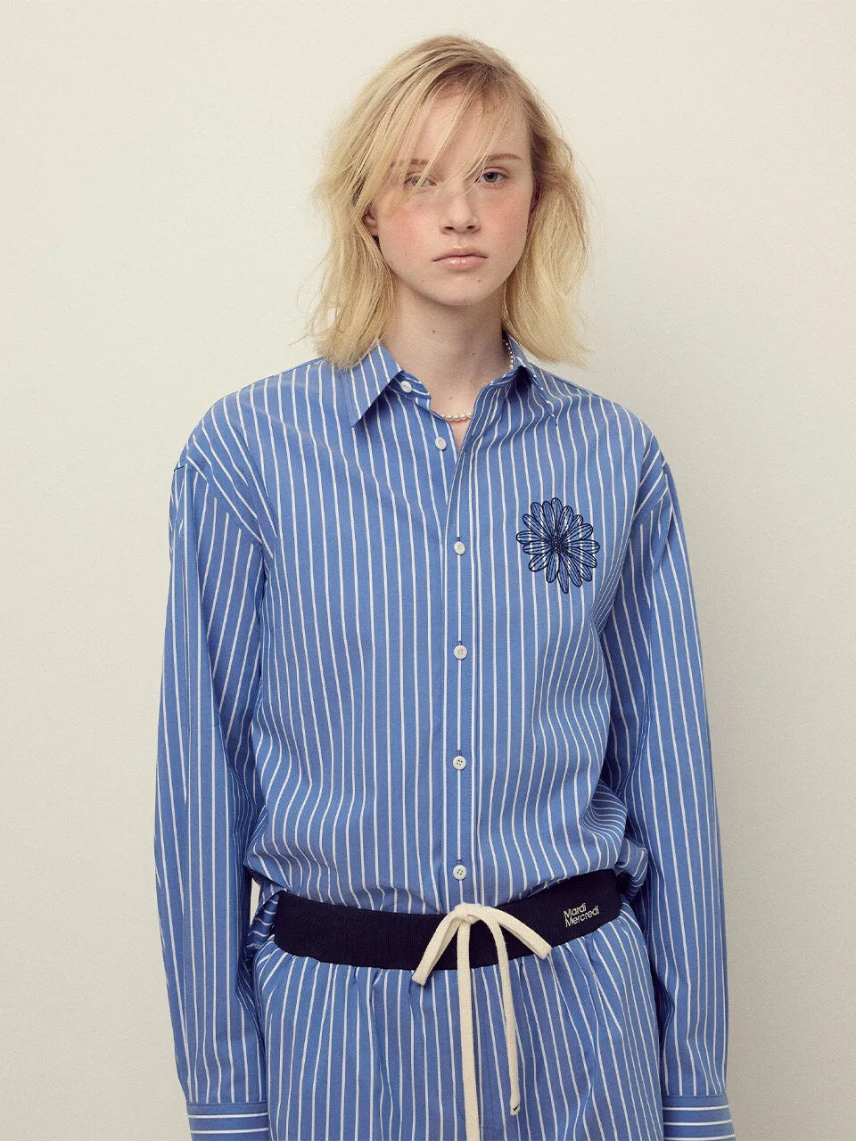 Quick Comfort Wear COTTON SHIRT STRIPE_BLUE NAVY