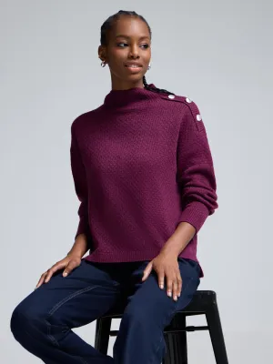 Ribbed Knit Ribbed Mock Neck Sweater