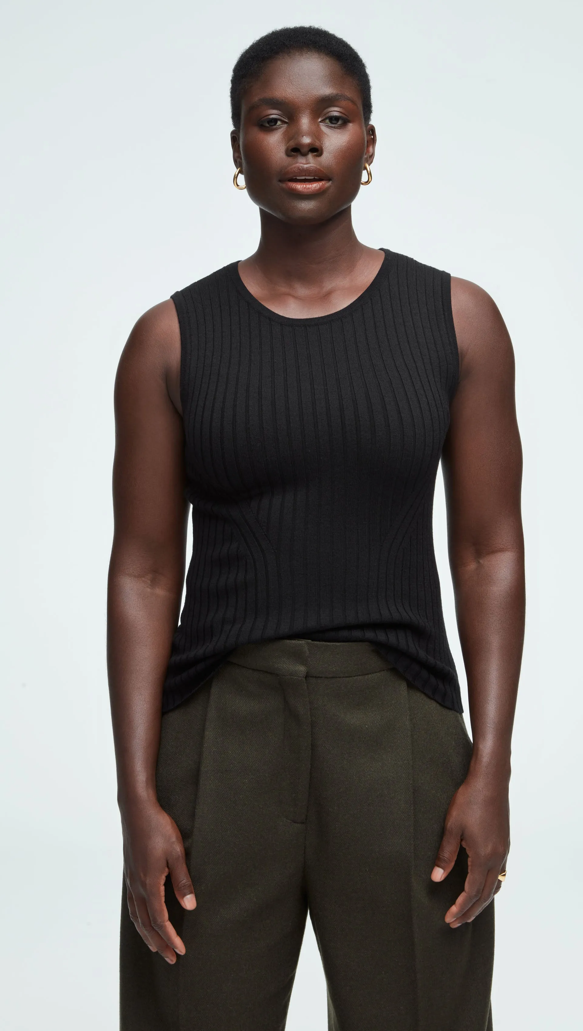 AntiSnag Yarn Technology Ribbed Shell in Merino Wool | Black