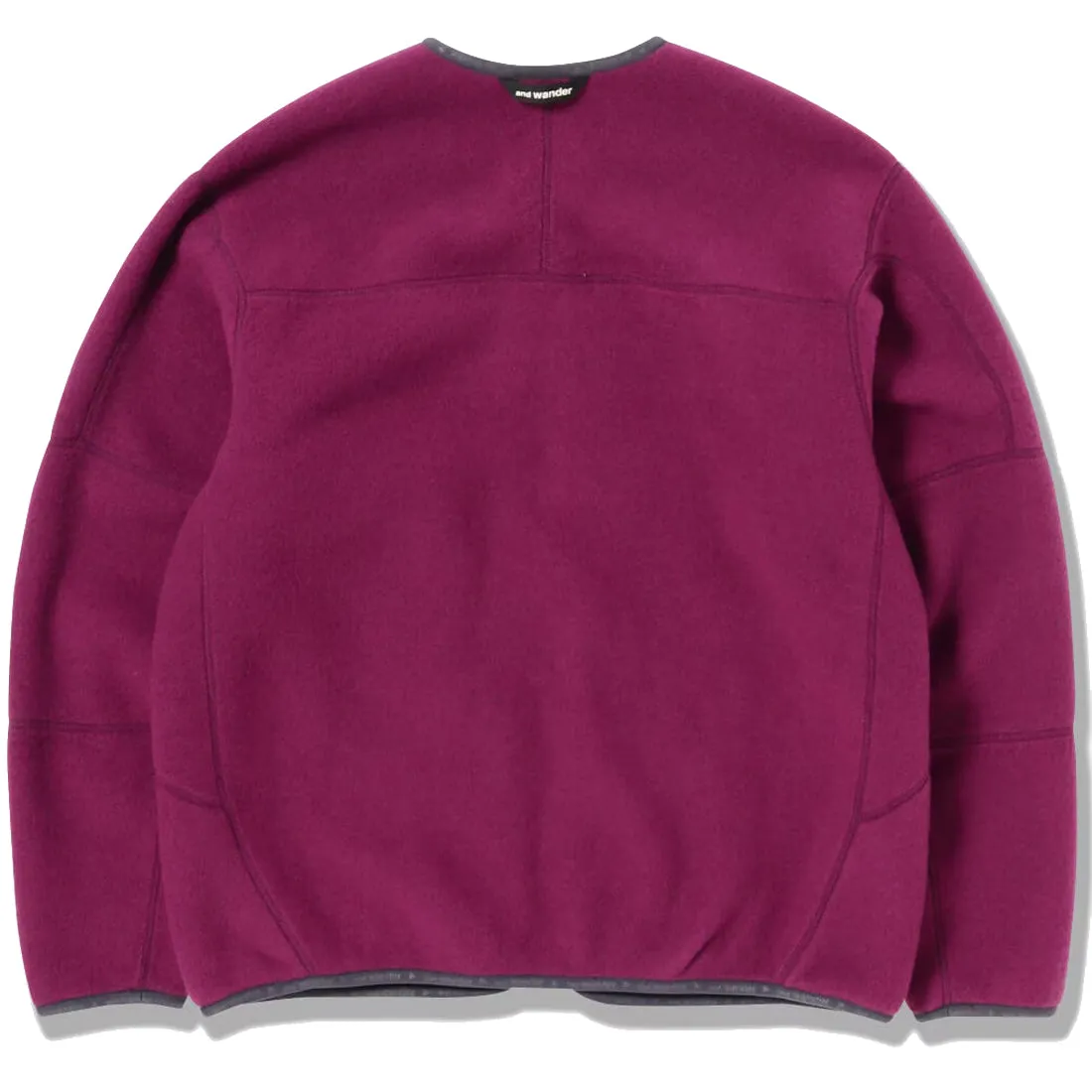 And Wander Womens Wool Fleece Cardigan Purple Ventilation Panel