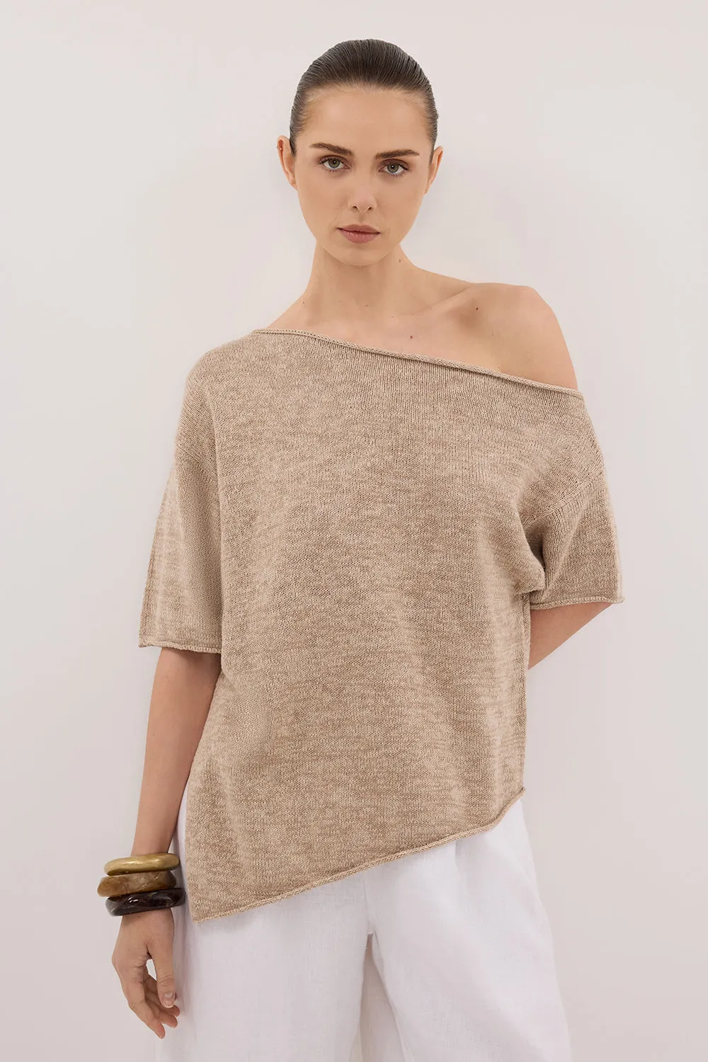 Sporty Top RICK NATURAL ASYM KNIT TOP