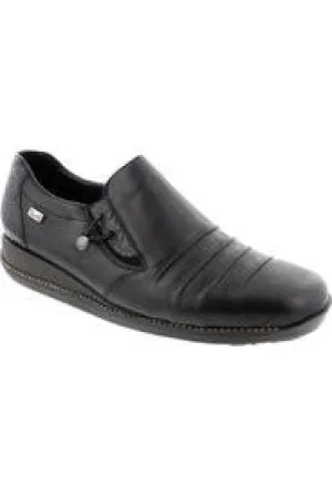 Heat Free Ventilation holes Rieker 44254 00 black ladies slip on shoe waterproof