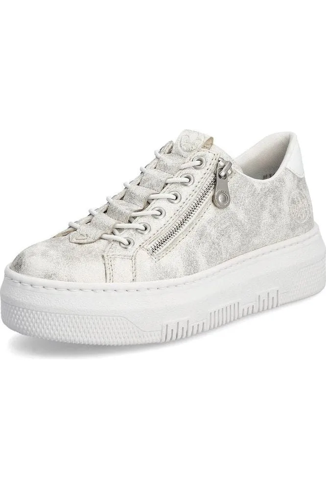 Rieker ladies sneakers M1953-60 in beige gold design Freeze Grip