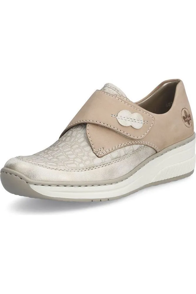 Toe box Ultra Light Trail Running Rieker ladies Velcro shoe 487C0-60 in beige