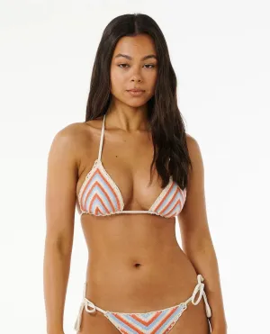 Rip Curl Womens Bikini Top Santorini Crochet Sliding Tri Sunny Swimwear Versatile-Wear
