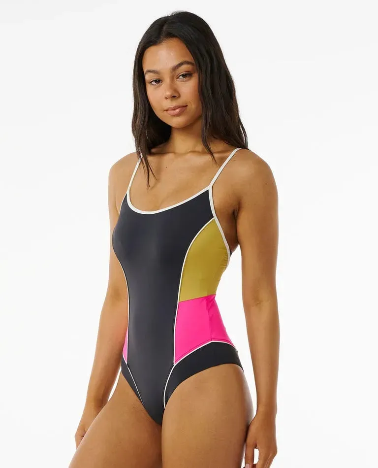High Density Stitching Salt Corrosion Resistant Rip Curl Womens Swimsuit Hibiscus Heat One Piece