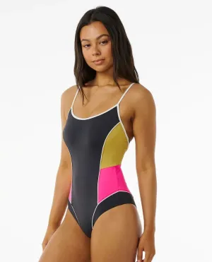 Quick Close Fastener Rip Curl Womens Swimsuit Hibiscus Heat One Piece