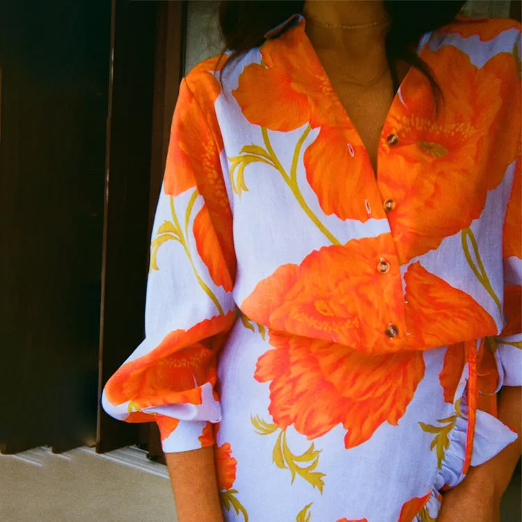 Blue Poppy Miley Shirt Casual Statement comfortable top