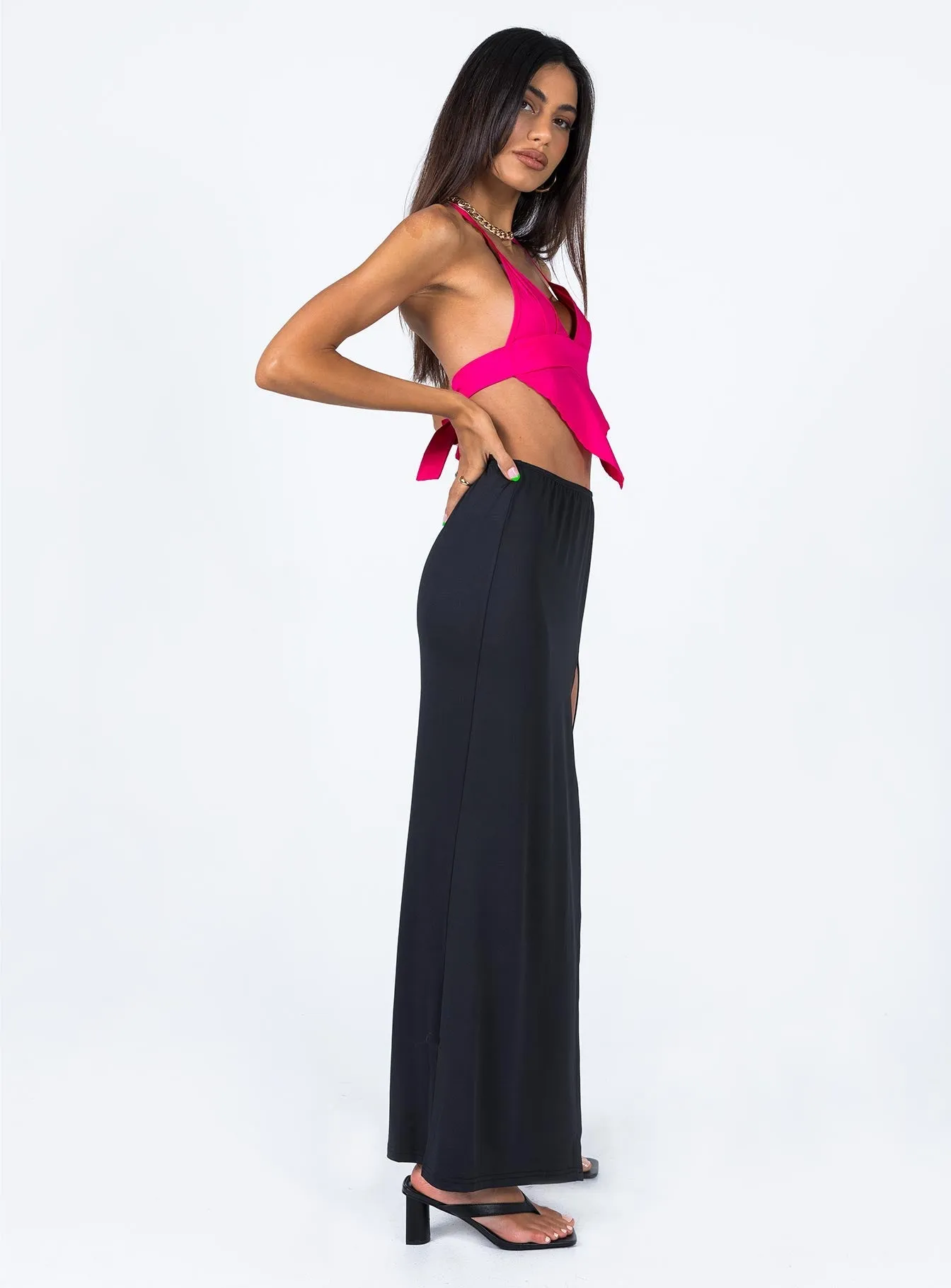 Rosetta Low Rise Maxi Skirt Black On-The-Go Outfit Minimal Vibes