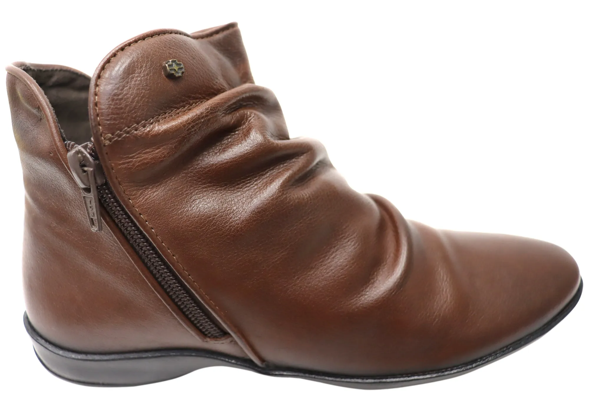 Traction Lug Pattern Perlatto Linda Womens Comfortable Leather Ankle Boots Made In Brazil