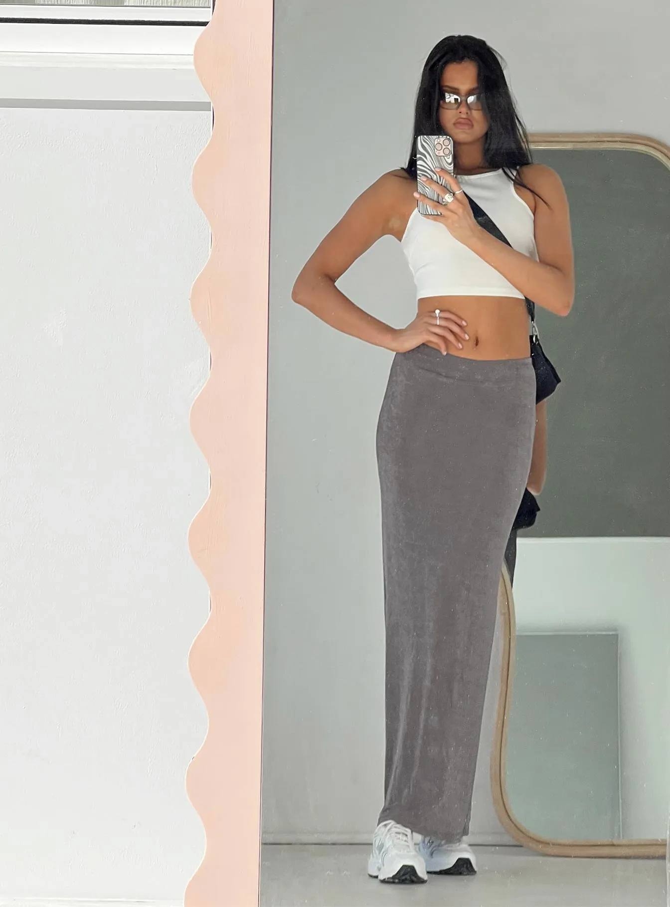 Harriette Maxi Skirt Slate Grey Mood Dressing Daytime Look