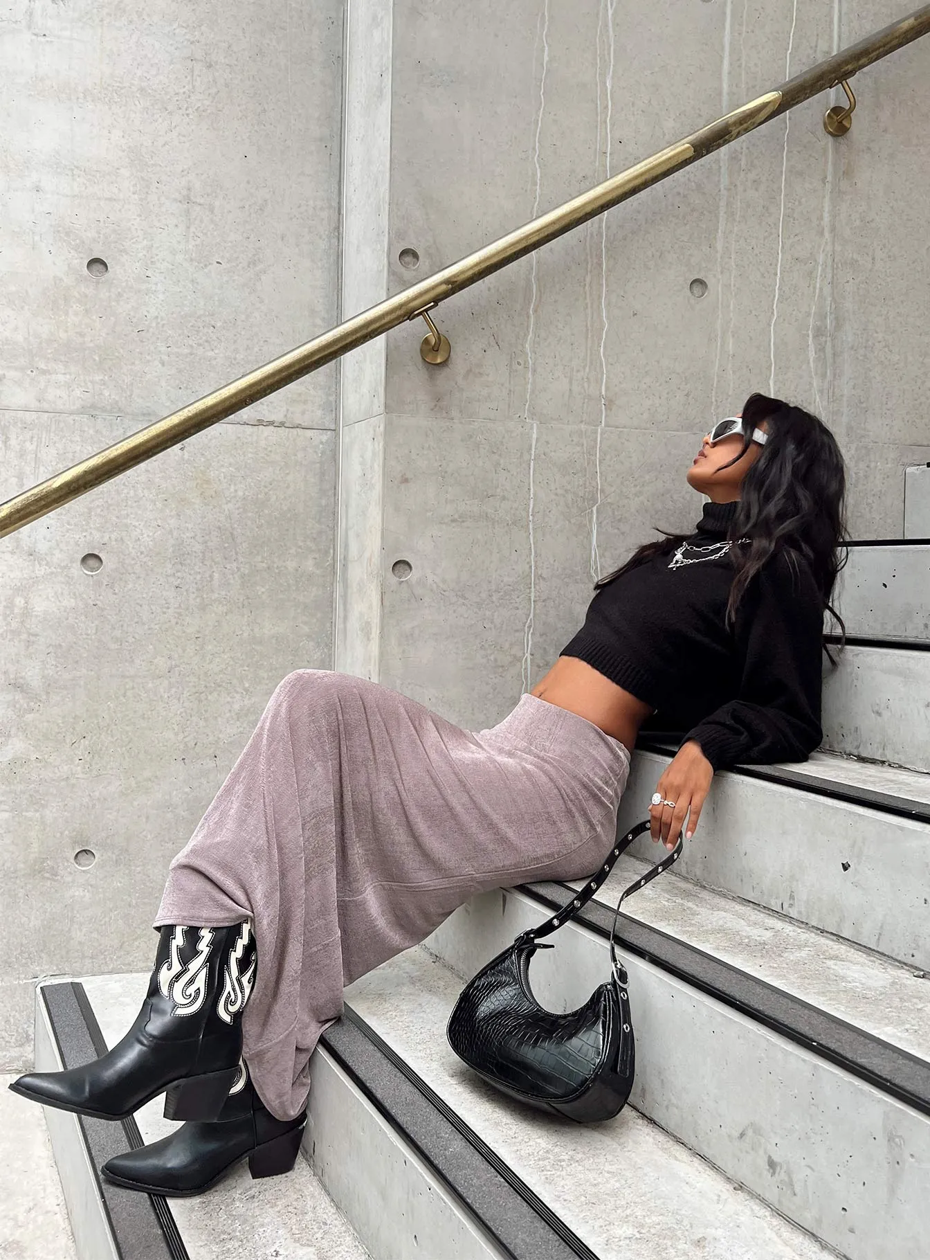 Harriette Maxi Skirt Slate Grey Reinforced Pockets Classic Choice