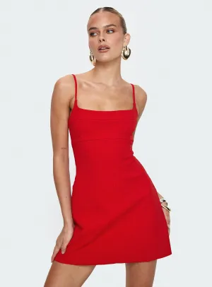 Fresh Aesthetic Bold-Color Rousselet Mini Dress Red