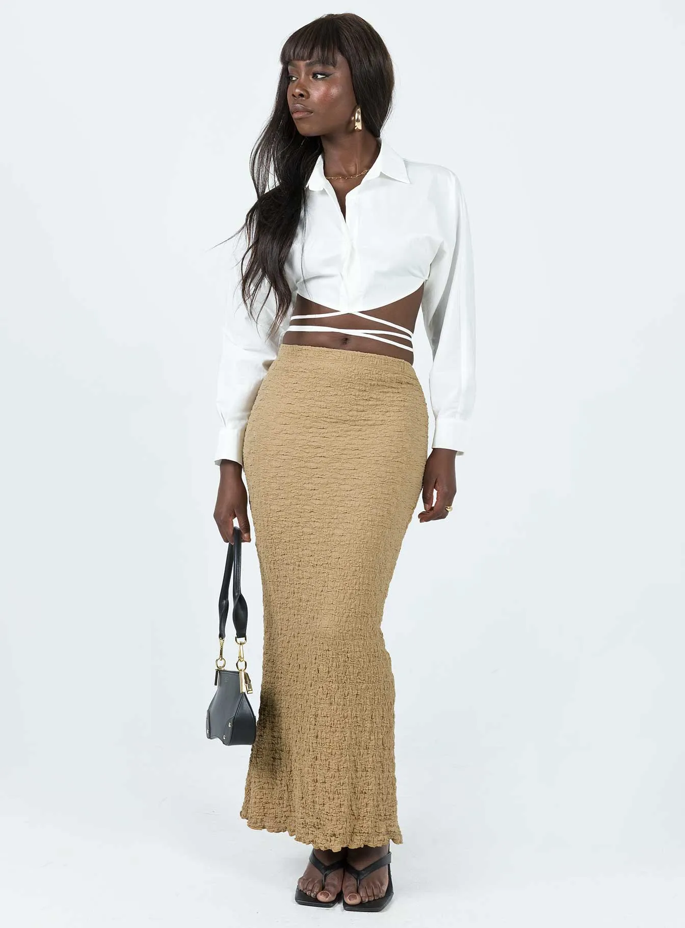 Rubes Midi Skirt Beige Simple Comfort