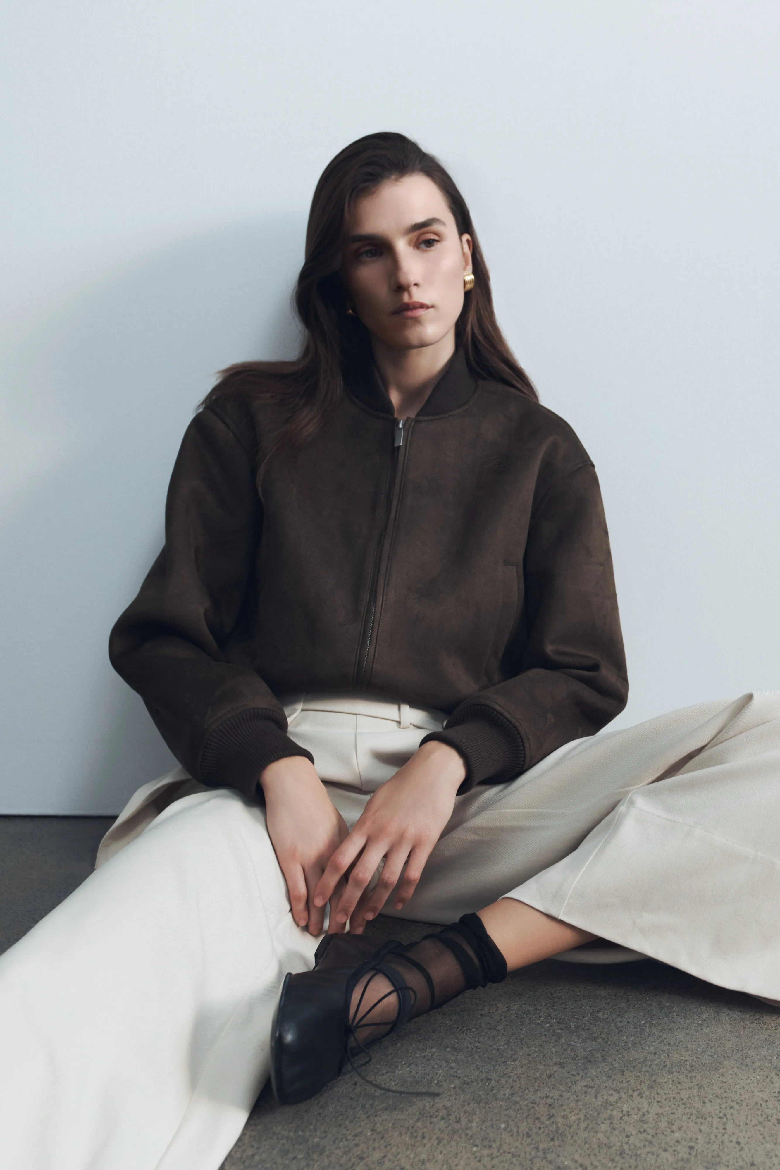 Rudy Suede Bomber Jacket - Chocolate Seamless Stitching Weekend Ready