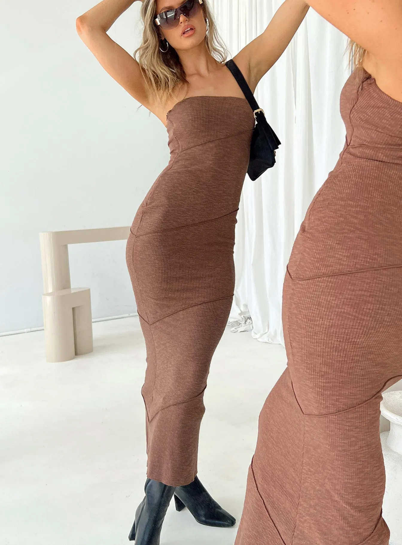 Oscar Midi Dress Brown Practical work-to-play piece