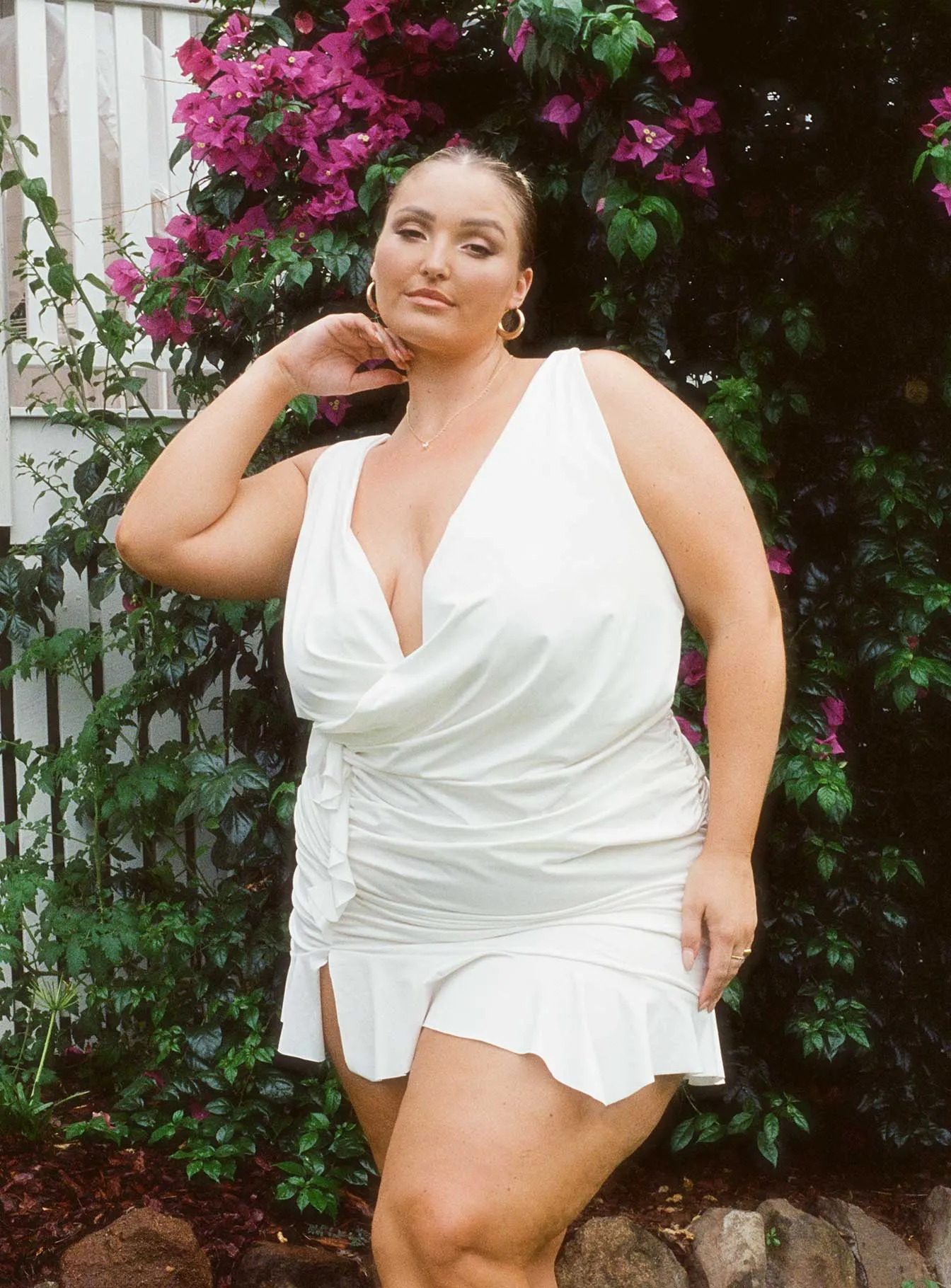 Devotion Mini Dress White Curve Relaxed Fit Look Versatile Layer