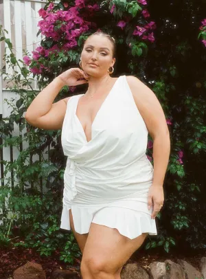 Devotion Mini Dress White Curve Relaxed Fit Look Versatile Layer