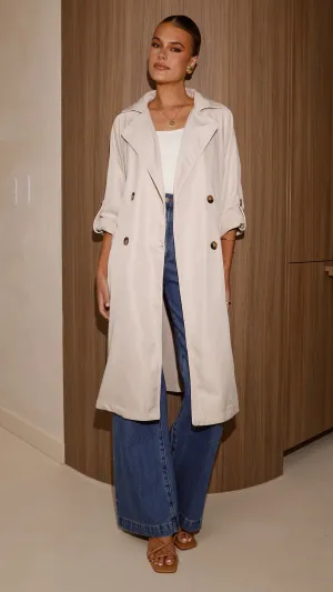 TearResistantFabric Comfort Fit Cut Rylie Trench Coat - Sand