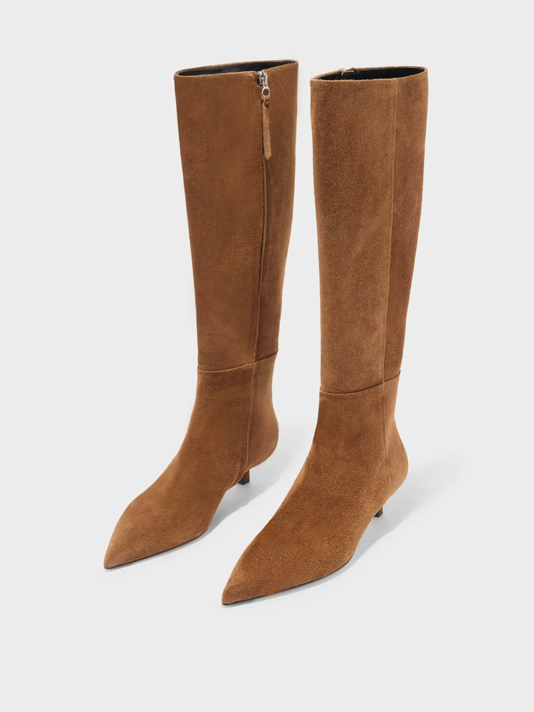 Sabrina Suede Knee-High Boots Flexible Frame Rural Traveler
