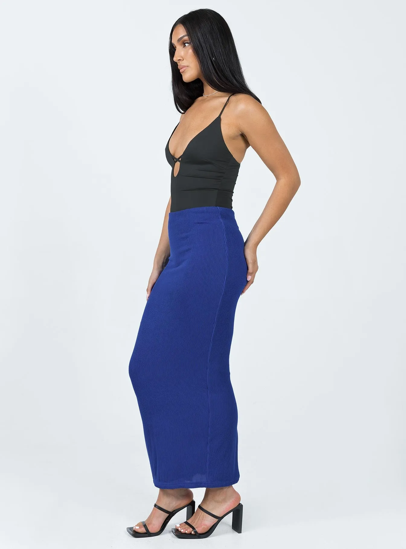 Salte Maxi Skirt Blue Fashion Pulse Texture Shot