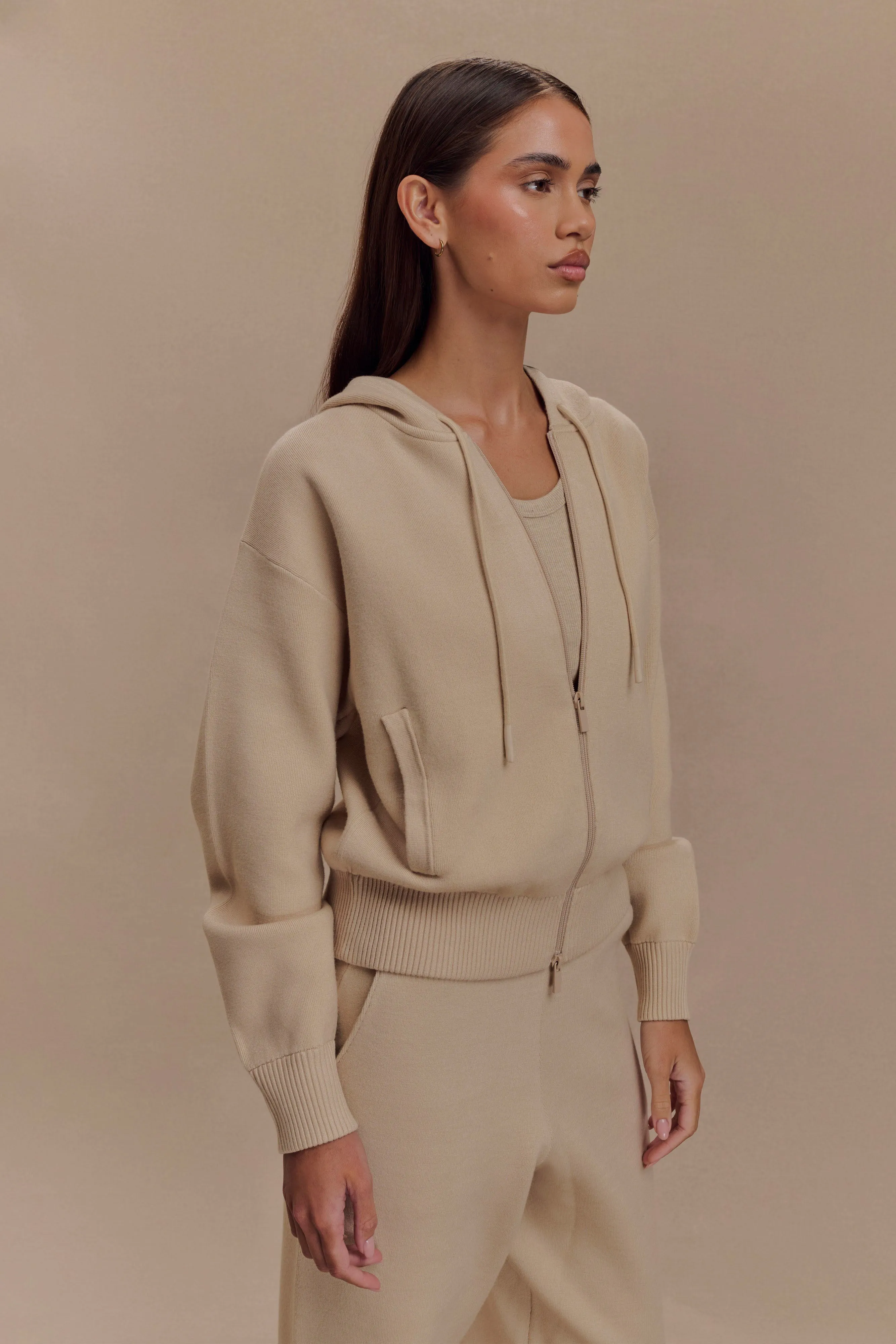 Survival Use Chill Weather Sami Zip Front Knit Hoodie - Camel