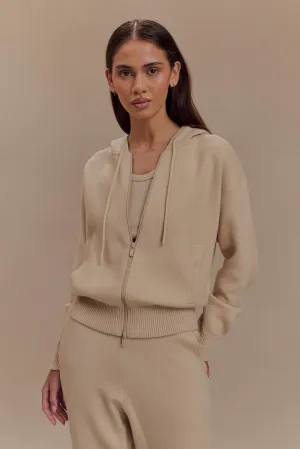 Sami Zip Front Knit Hoodie - Camel Thermal Regulation System