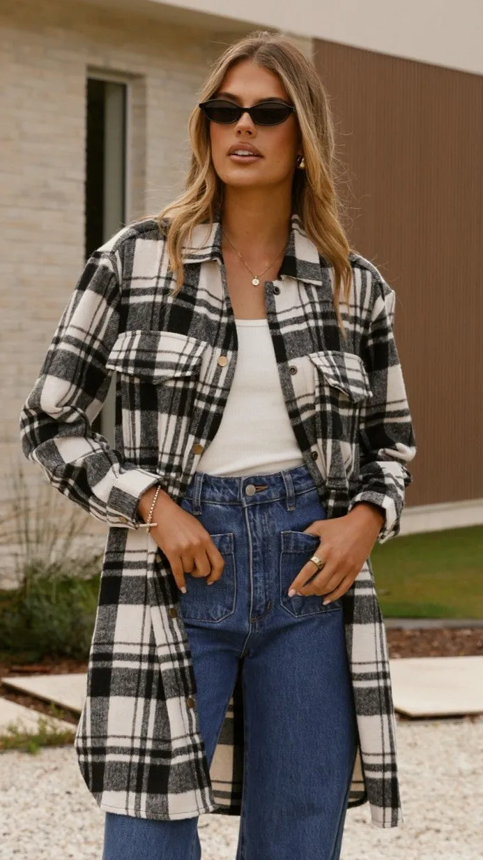 Sun Protection Fabric Hooded style Saskia Jacket - Black/Cream Check