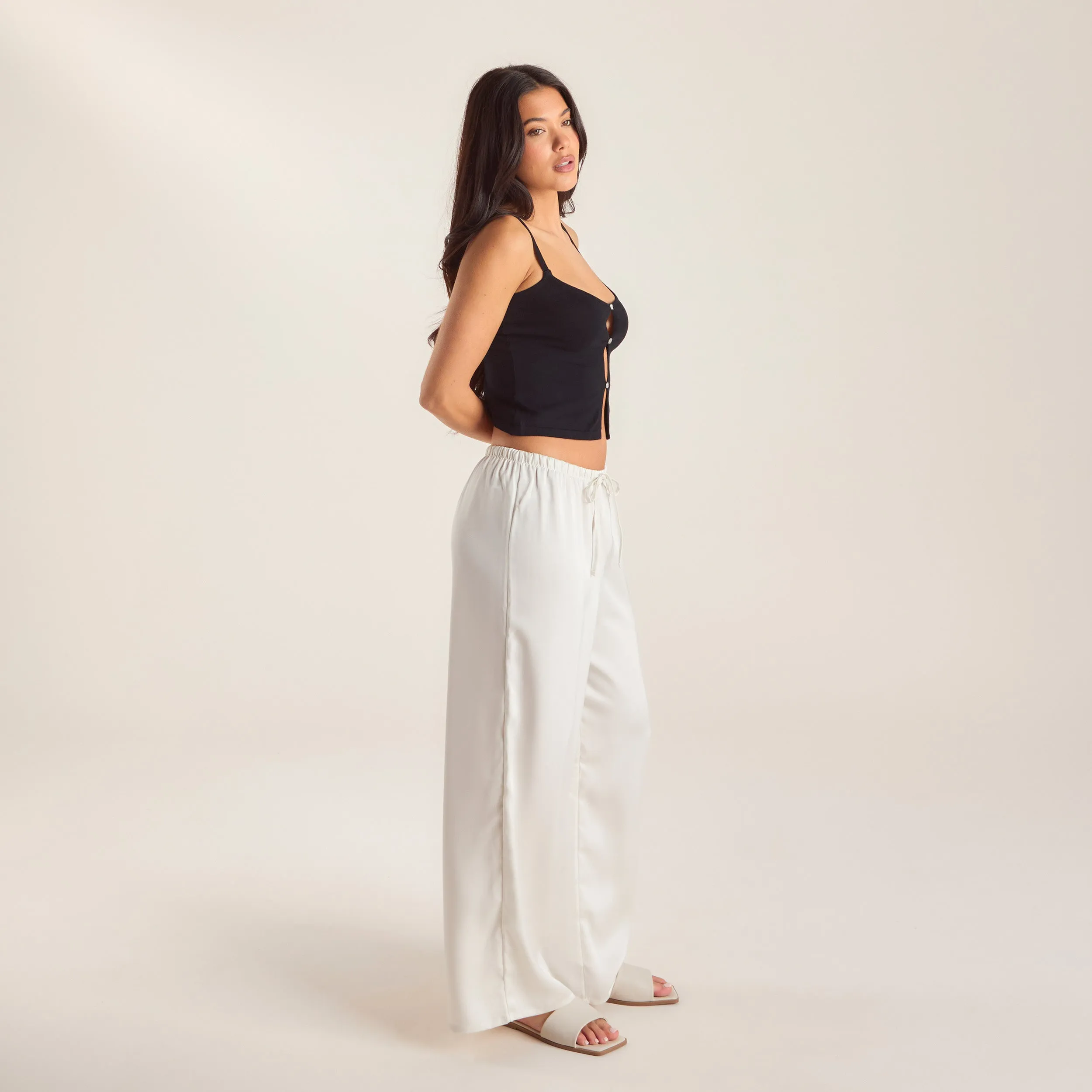 ComfortWaistband Satin Pants - Off White