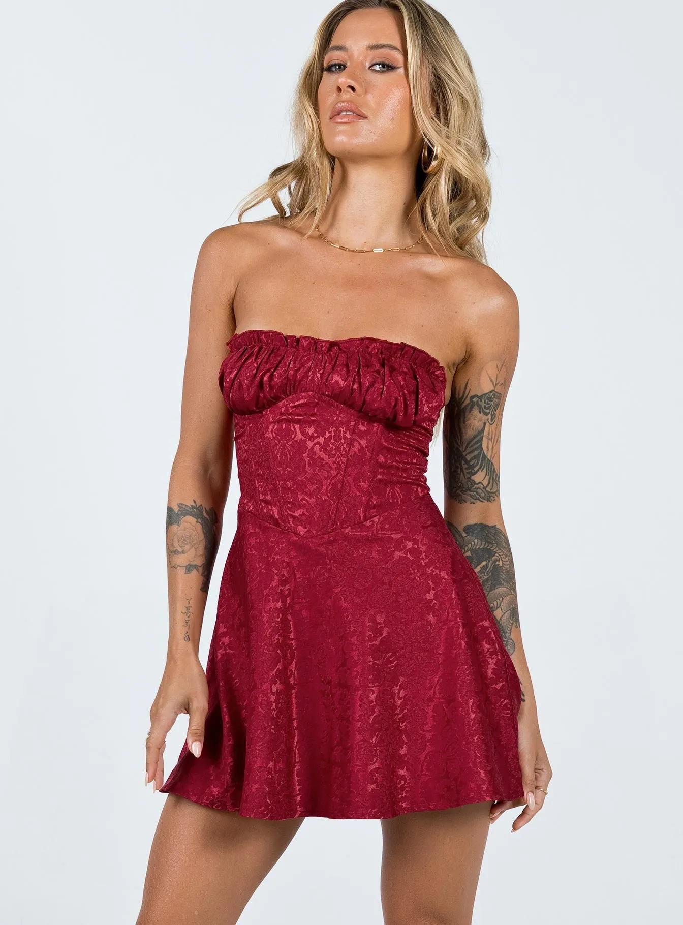 Event Mood Lenette Mini Dress Burgundy