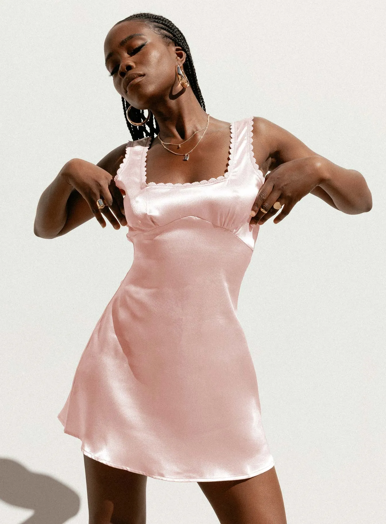 Berlin Satin Mini Dress Pink Daily Go Timeless Look Wear