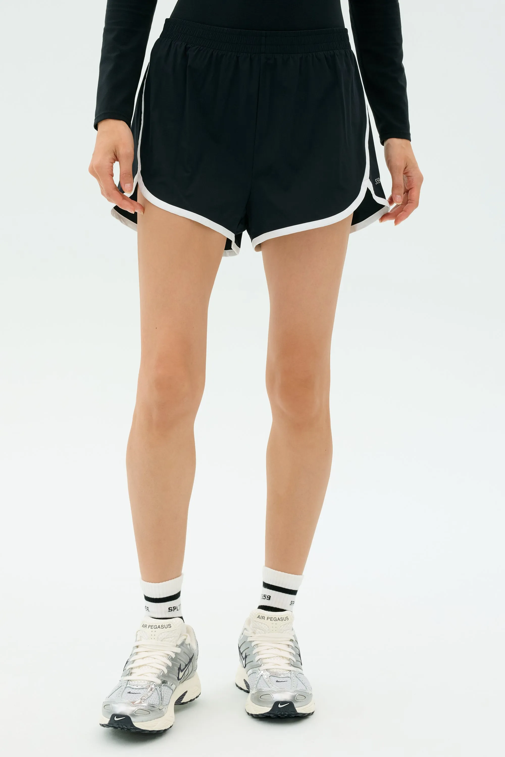 Megan Woven Nylon Run Short - Black Tagless Design spring shorts