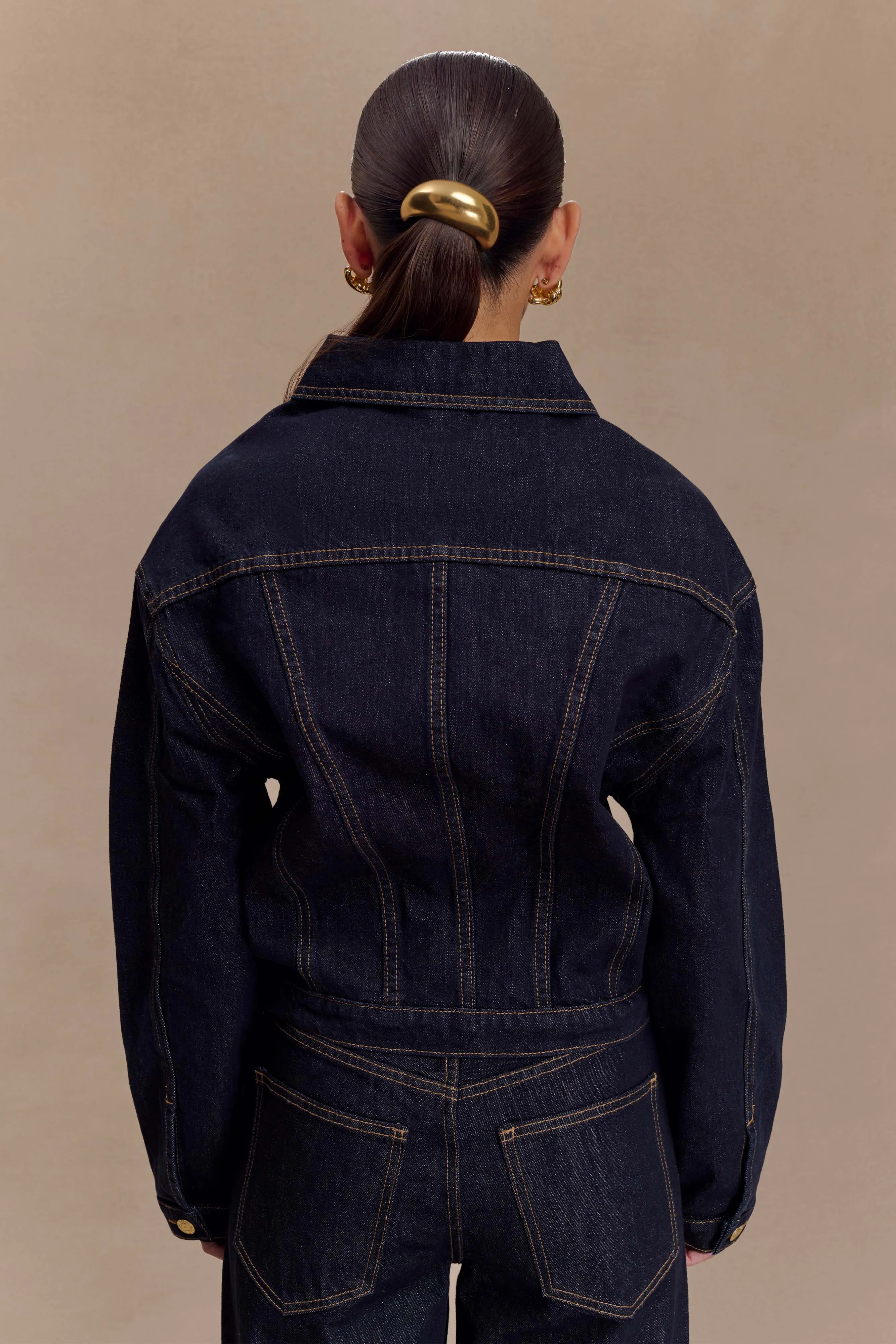Kirra Cinched Denim Jacket - Washed Indigo Blue Weekend Chill Style Polished Look