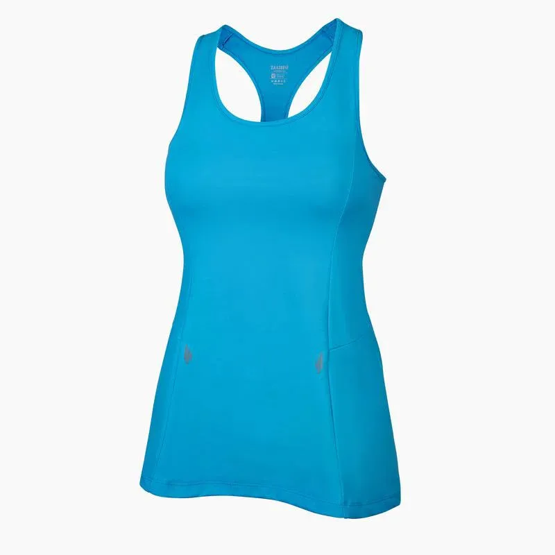 small scale projects Efficiency - maximized ZAAZEE Alana Racer-back Fitness Vest-Brazen Aqua Blue