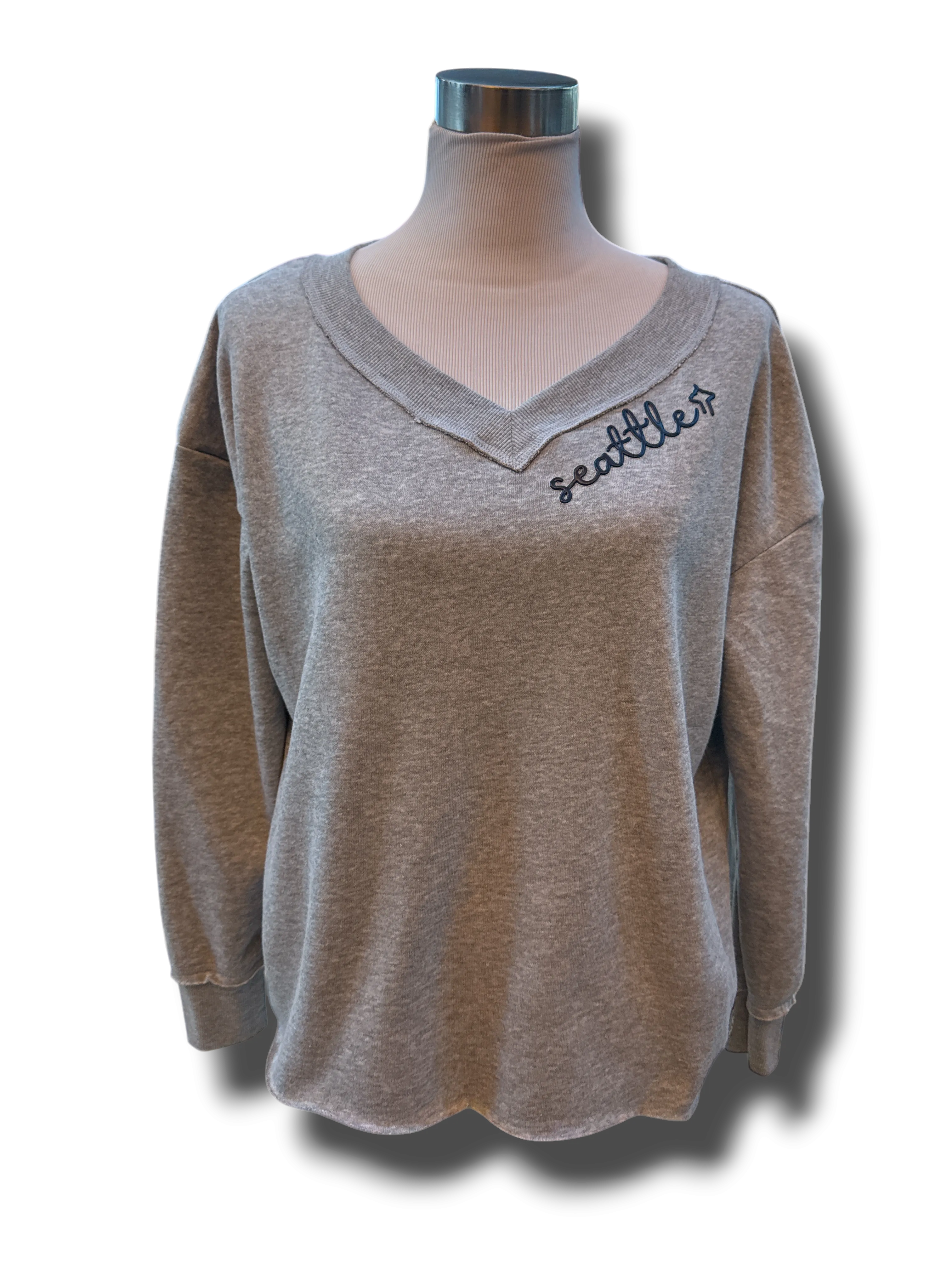 Seattle V Neck Sweatshirt Beach Style