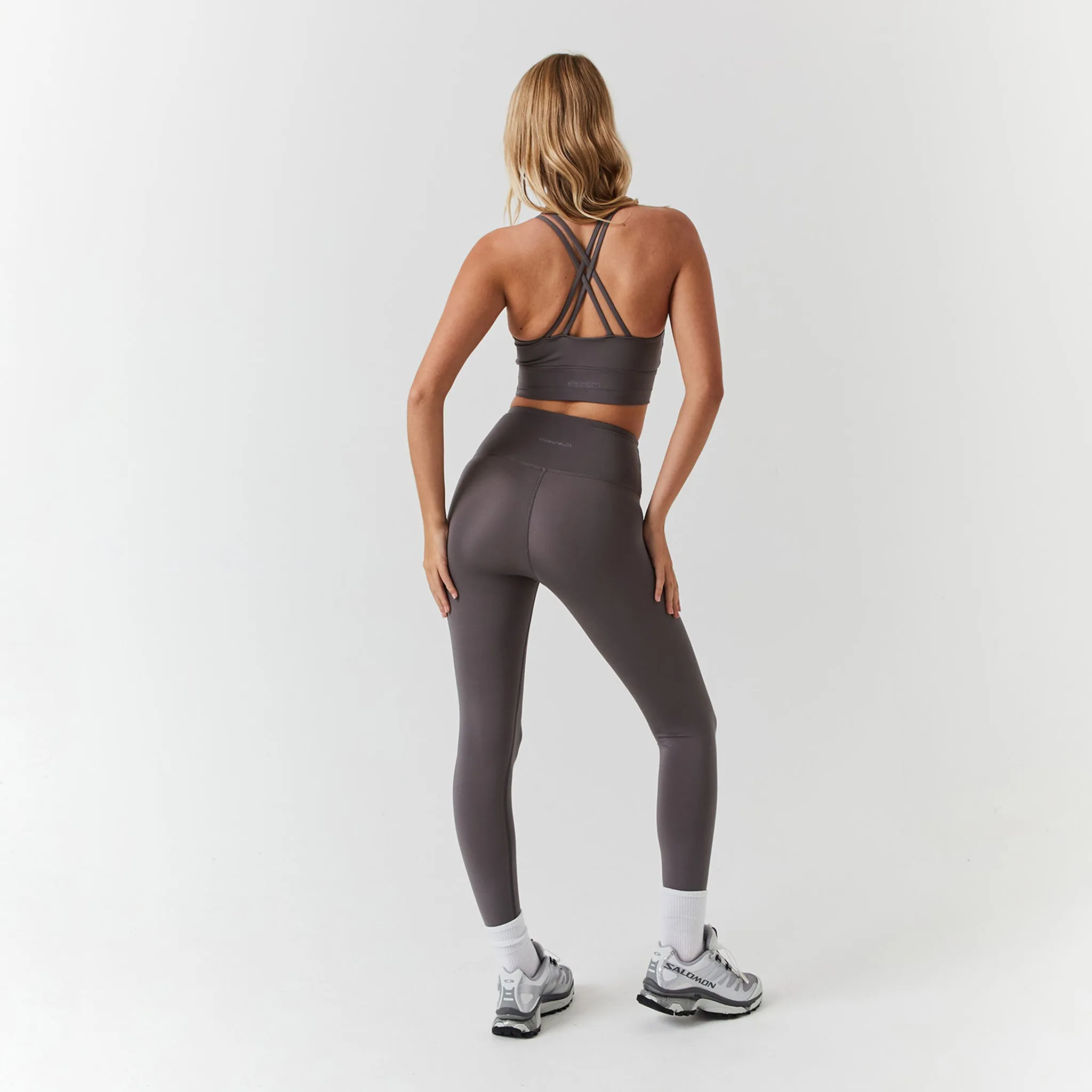 Second Skin Sports Bra | Grey Functional seams Ribbed Cuffs