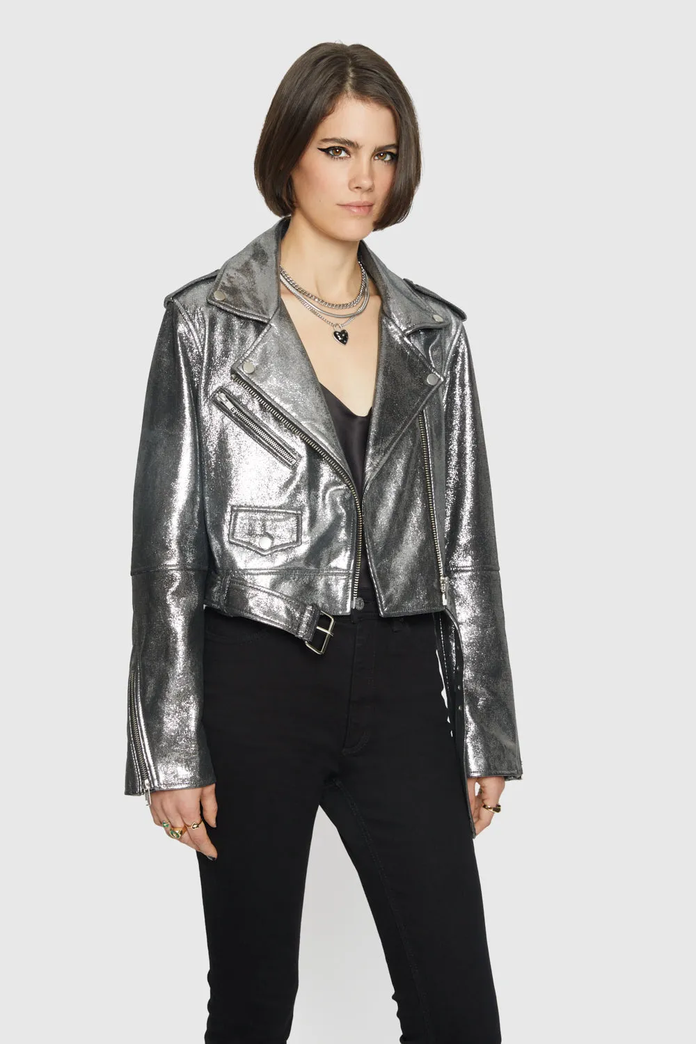 TearResistantOuter Durable Fabric Cropped Jett Moto Jacket