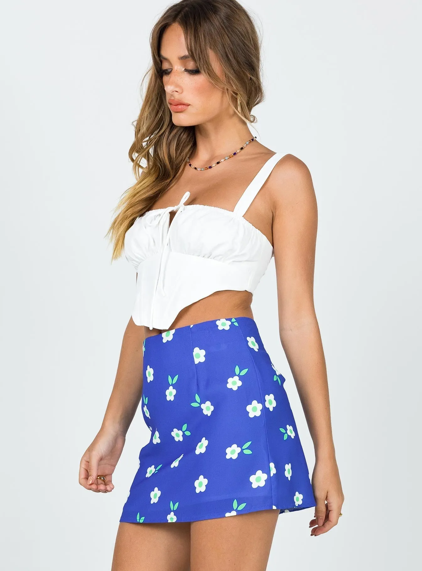 Formal Event Timeless Trend Selby Mini Skirt Blue Floral