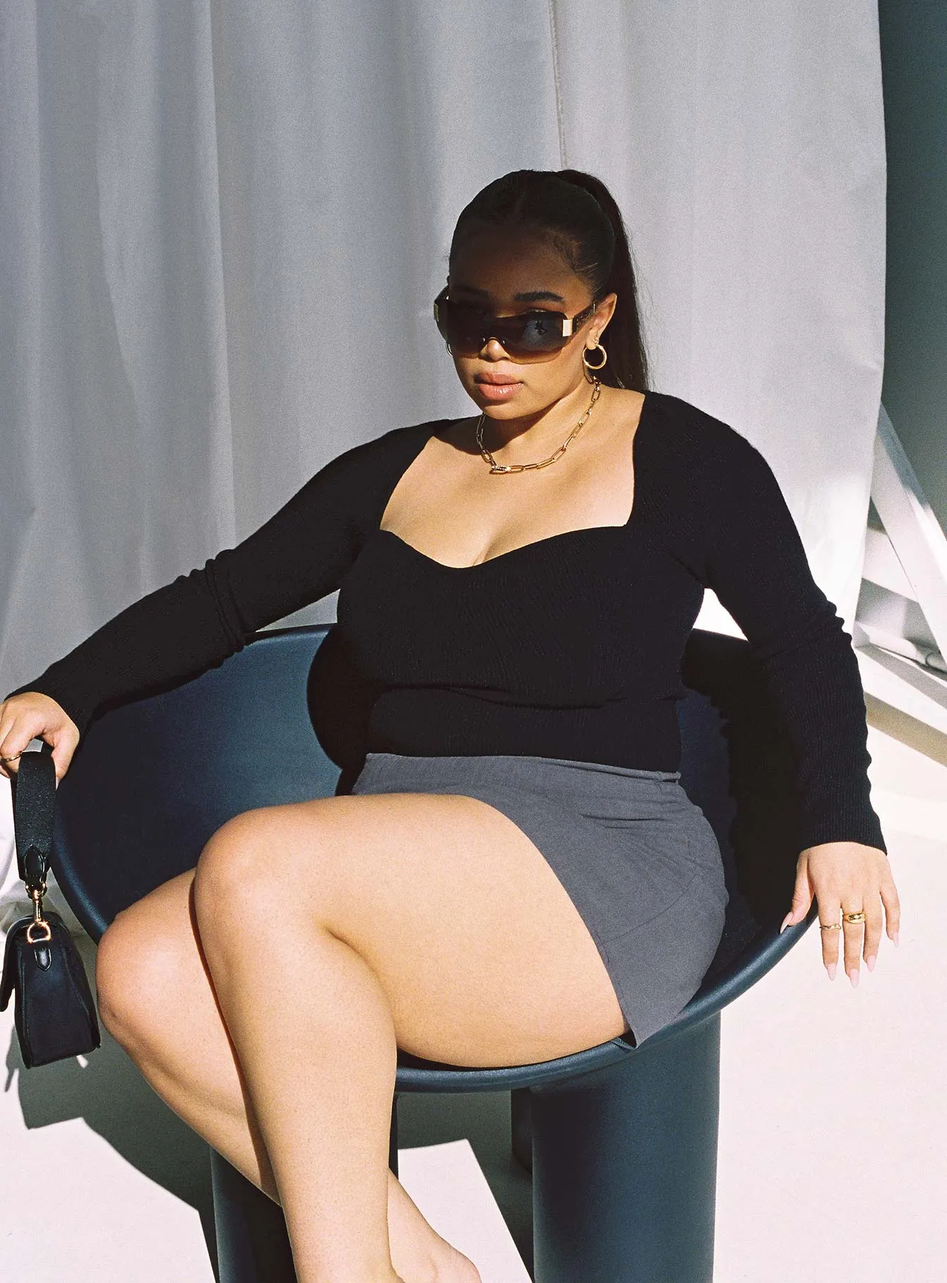 Light Outfit Selby Mini Skirt Grey Curve