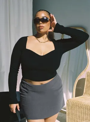 Twist Knot Details Selby Mini Skirt Grey Curve