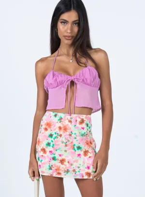 Selby Mini Skirt Yellow Floral Pleated design Neutral Wear