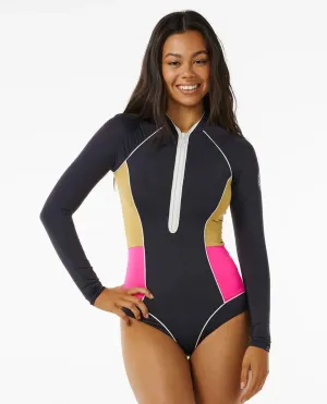 Rip Curl Womens Swimsuit Hibiscus Heat Slice Long Sleeve Springsuit Sunny Life Sleek-Lines