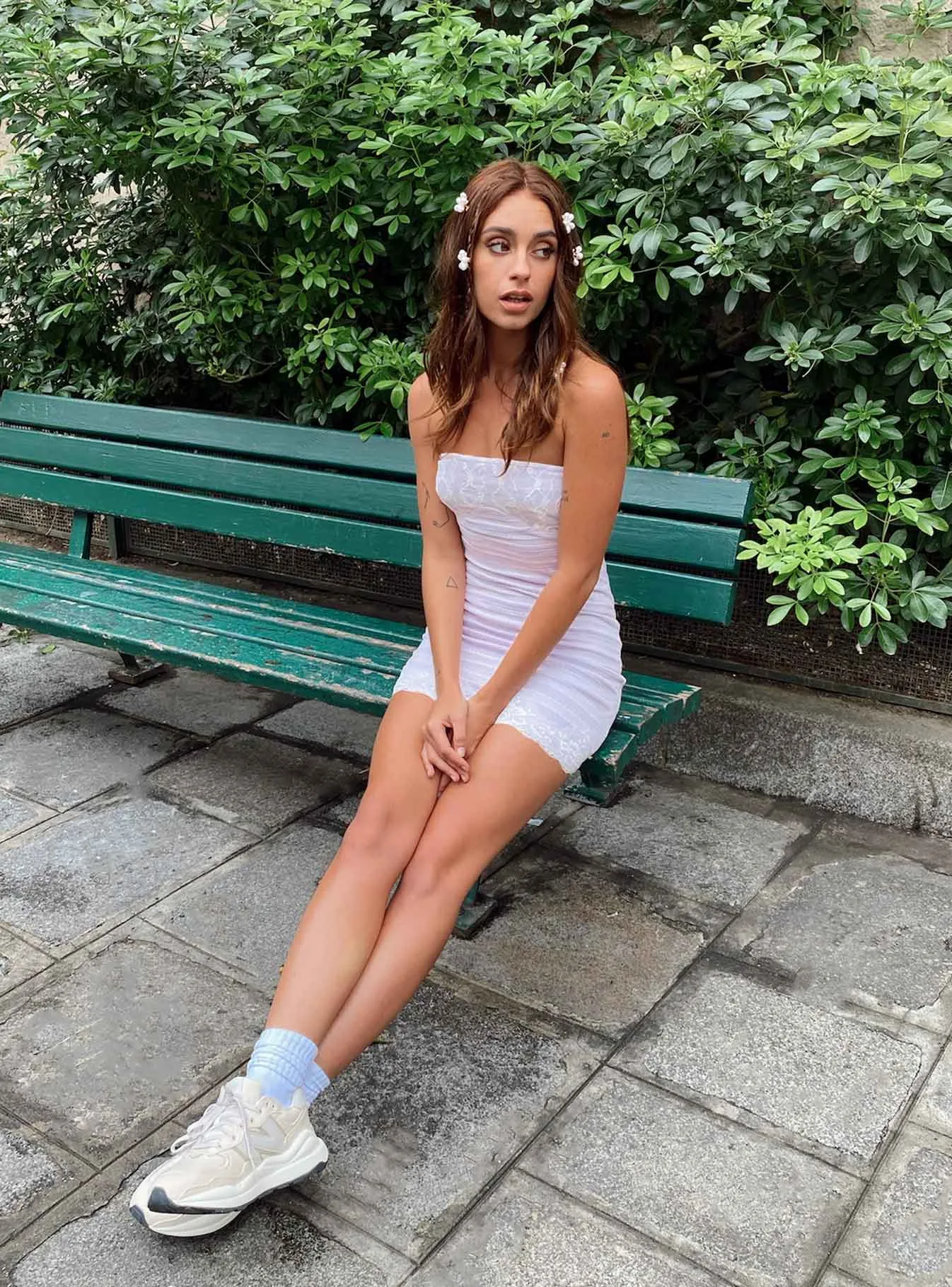 Sera Strapless Mini Dress Purple / White cut out