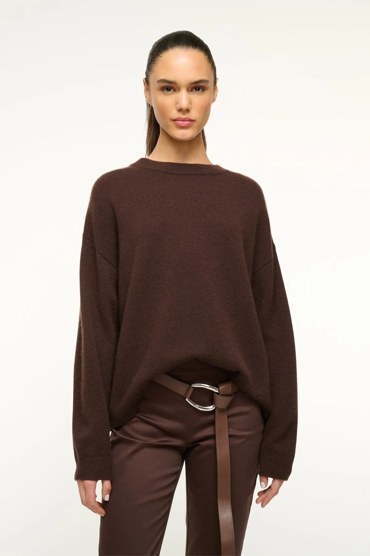 Cozy Comfort Brushed Interior SERRANO CASHMERE RELAXED CREW | DARK CHOCOLATE