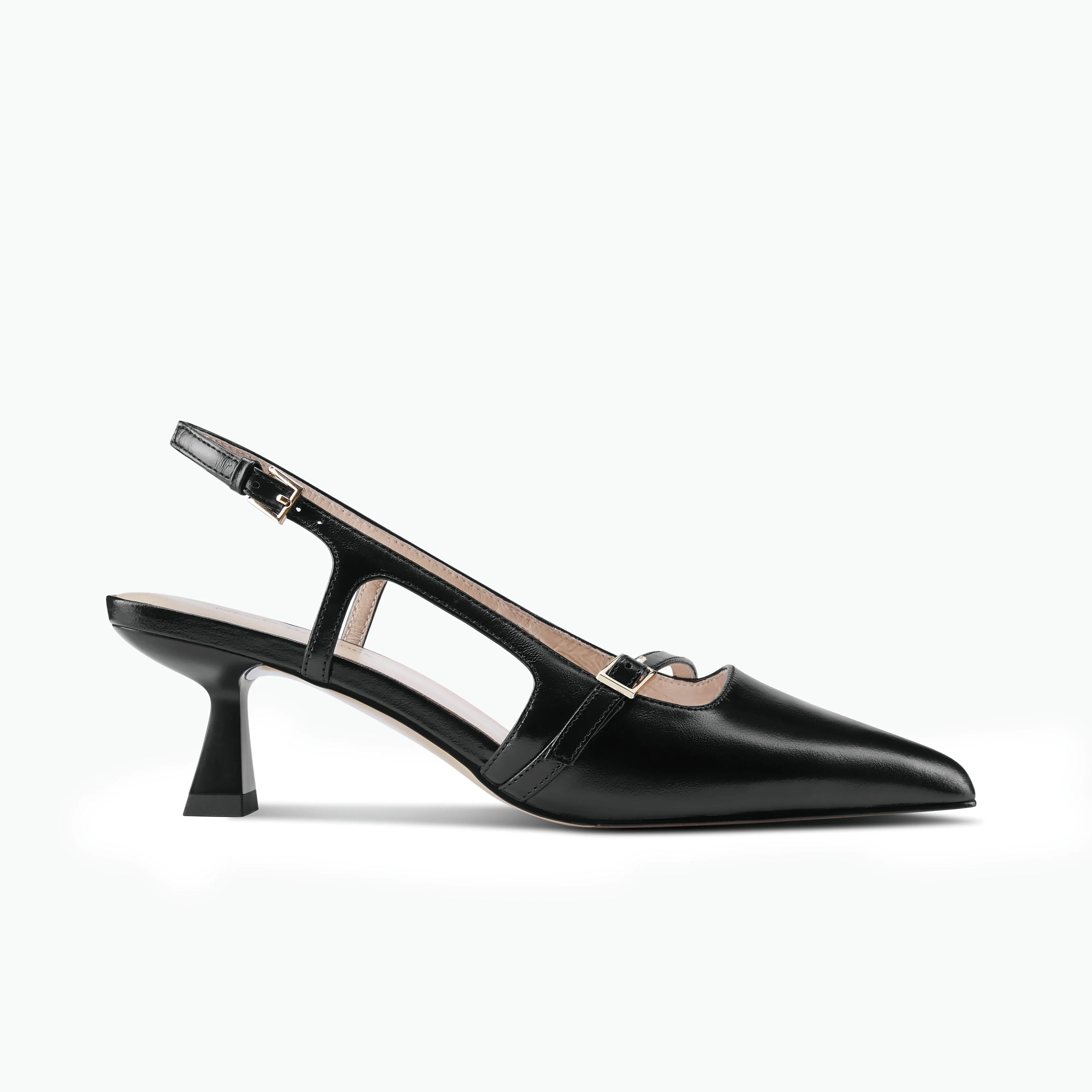 Soft Texture Romantic Wedding Shoes Sevilla Slingback Heel | Black Leather